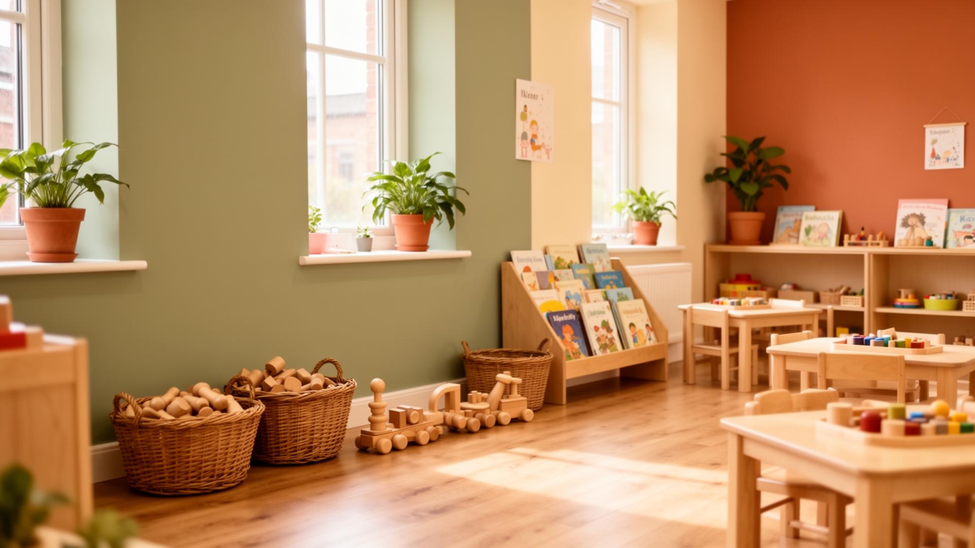 Calm nursery interior with soft natural light